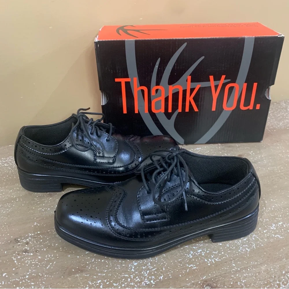 Deer Stags Boys Ace Wingtip Oxford Comfort Dress Shoes Size 1.5 Black
